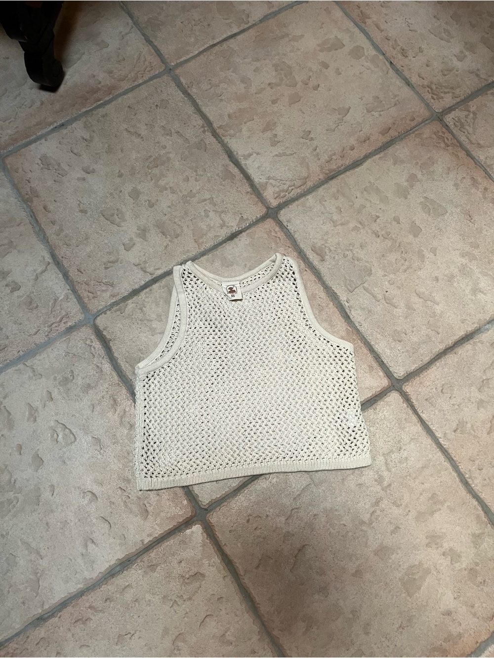 Cream Cropped Crochet Tank Top
